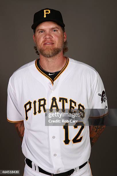 Corey Hart of the Pittsburgh Pirates poses for a portrait on photo day on February 26, 2015 at Pirate City in Bradenton, Florida.