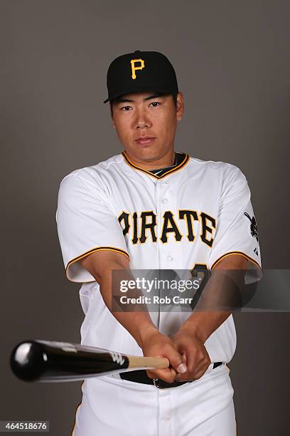 Jung Ho Kang of the Pittsburgh Pirates poses for a portrait on photo day on February 26, 2015 at Pirate City in Bradenton, Florida.