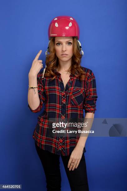 Actress Anna Kendrick poses for a portrait during the 2014 Sundance Film Festival at the Getty Images Portrait Studio at the Village At The Lift...