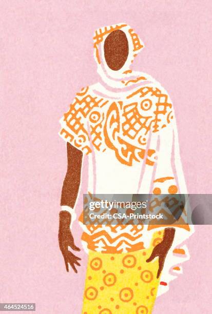 stockillustraties, clipart, cartoons en iconen met african woman - shawl