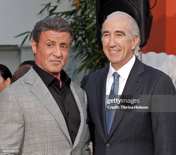 Sylvester Stallone and MGM Chairman, CEO Gary Barber attend the Metro-Goldwyn-Mayer kicks off 90th Anniversary celebration held at TCL Chinese...