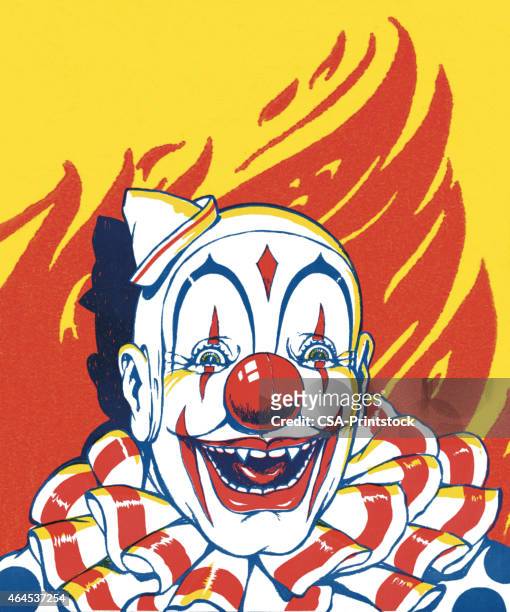 stockillustraties, clipart, cartoons en iconen met clown with flames - sinful pleasures