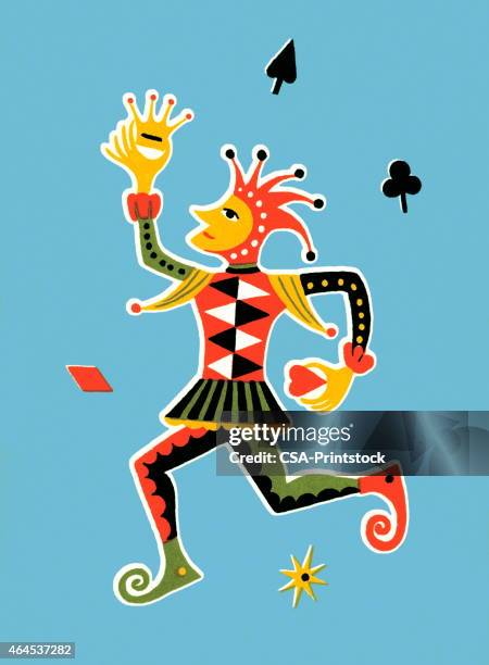 court jester - harlequin stock illustrations