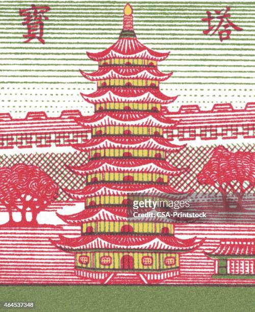 asian pagoda - pagoda stock illustrations