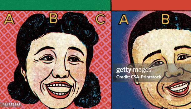 illustrations, cliparts, dessins animés et icônes de deux souriant visages - orient express