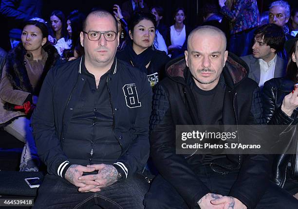 Club Dogo attend the Byblos Milano show during the Milan Fashion Week Autumn/Winter 2015 on February 26, 2015 in Milan, Italy.