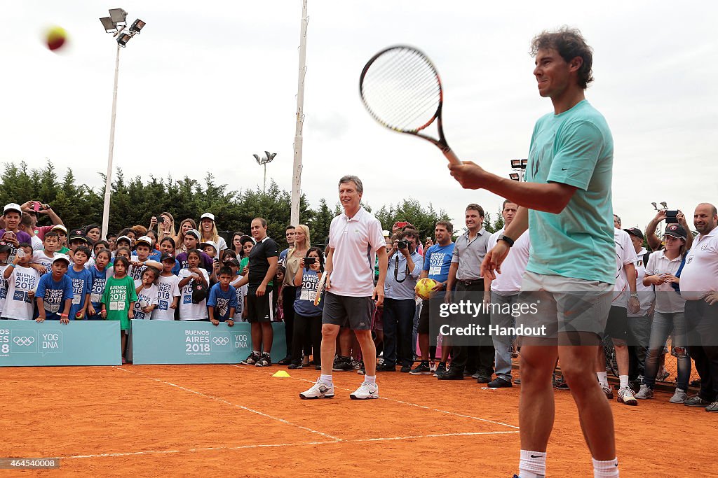 Rafael Nadal Attends Tennis Lessons for Kids in Buenos Aires