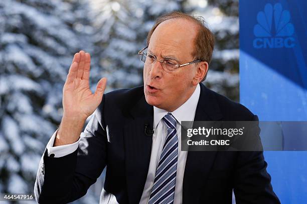 Pictured: Larry Fink, Chairman and CEO of BlackRock, in an interview at the World Economic Forum in Davos, Switzerland, on January 21, 2015 --