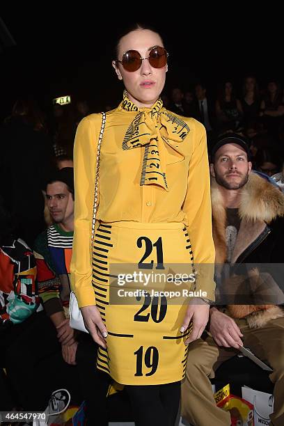 Mia Moretti attends the Moschino show during the Milan Fashion Week Autumn/Winter 2015 on February 26, 2015 in Milan, Italy.