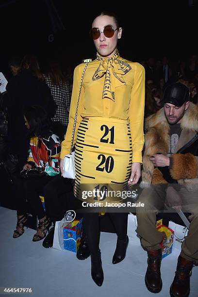 Mia Moretti attends the Moschino show during the Milan Fashion Week Autumn/Winter 2015 on February 26, 2015 in Milan, Italy.