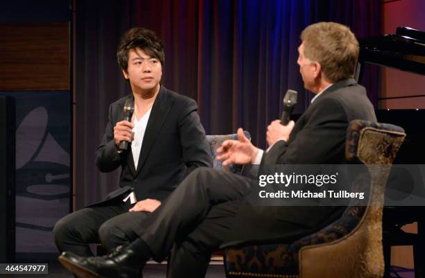 Classical pianist Lang Lang speaks at "An Evening With Lang Lang" at The GRAMMY Museum on January 22, 2014 in Los Angeles, California.