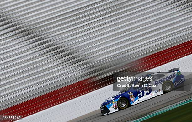 Brett Moffitt drives the Aaron's 60th Anniversary Dream Machine during a testing session at Atlanta Motor Speedway on February 26, 2015 in Hampton,...