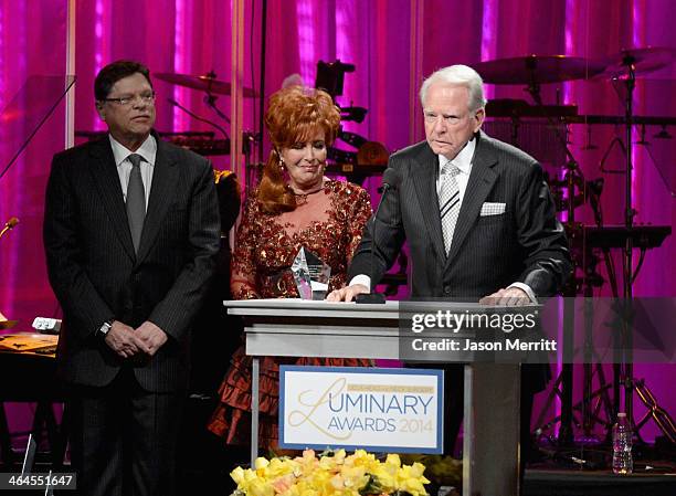 Department Chair, UCLA Head and Neck Surgery Dr. Gerald Berke, honoree Dianne Bashor and honoree James Bashor speak onstage duriing the UCLA Head and...