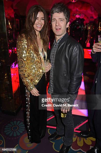 Sara Macdonald and Noel Gallagher attend the Mert & Marcus House of Love party for Madonna at Annabel's on February 26, 2015 in London, England.