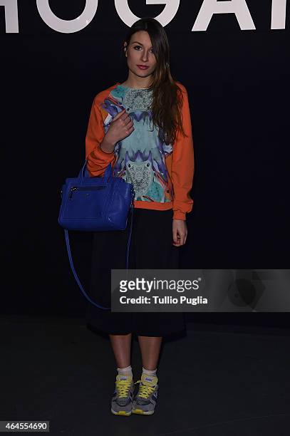 Carlotta Rubaltelli poses at the Hogan presentation as part of Milan Fashion Week Autumn/Winter 2015 on February 26, 2015 in Milan, Italy.