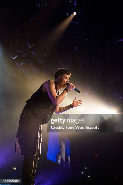 Danny O'Donoghue of The Script performs at Genting Arena on February 26, 2015 in Birmingham, England.