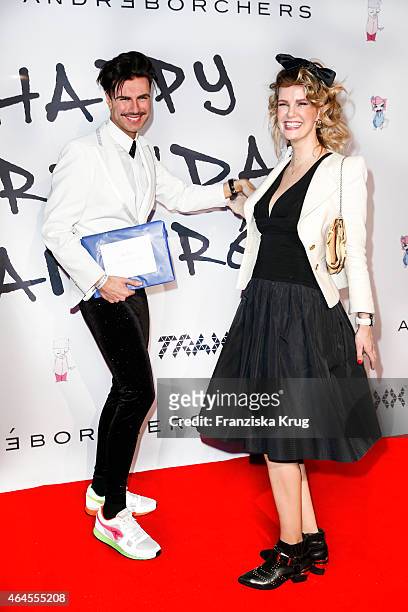 Andre Borchers and Monica Ivancan attend as Andre Borchers Celebrates His Birthday on February 26, 2015 in Hamburg, Germany.