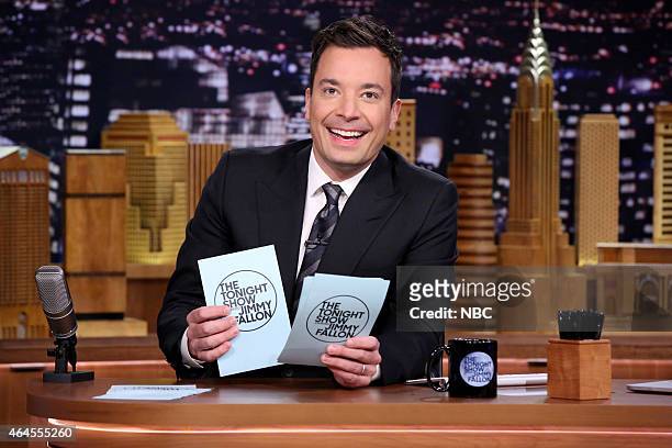 Episode 0219 -- Pictured: Host Jimmy Fallon on February 26, 2015 --
