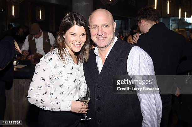 Food writer Gail Simmons and Chef Tom Colicchio attend a celebration of The New SAVEUR at Chef George Mendes soon-to-be opened Lupulo Restaurant on...