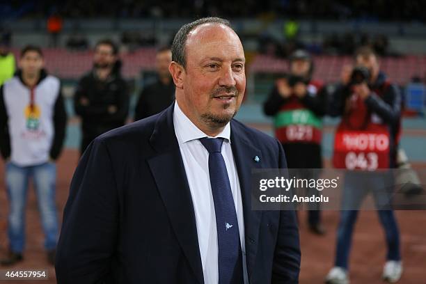 Napoli's head coach Rafael Benitez during the UEFA Europa League Round of 32 second leg football match between Napoli and Trabzonspor AS at the San...