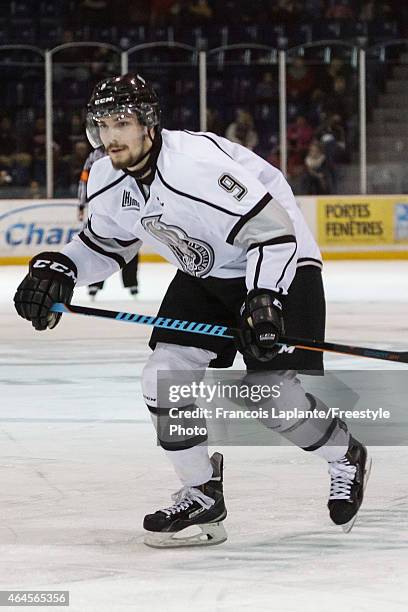 Yan Pavel Laplante of the Gatineau Olympiques skates against the Chicoutimi Sagueneens during a game on February 20, 2015 at Robert Guertin Arena in...