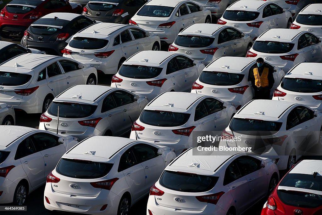 Images Of Hyundai Motor Co. Vehicles Awaiting Export As Fourth Quarter Numbers Are Released