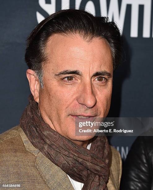 Actor Andy Garcia attends the premiere of Showtime's "Kobe Bryant's Muse" at The London Hotel on February 26, 2015 in West Hollywood, California.