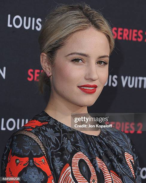 Actress Dianna Agron arrives at Louis Vuitton "Series 2" The Exhibition on February 5, 2015 in Hollywood, California.