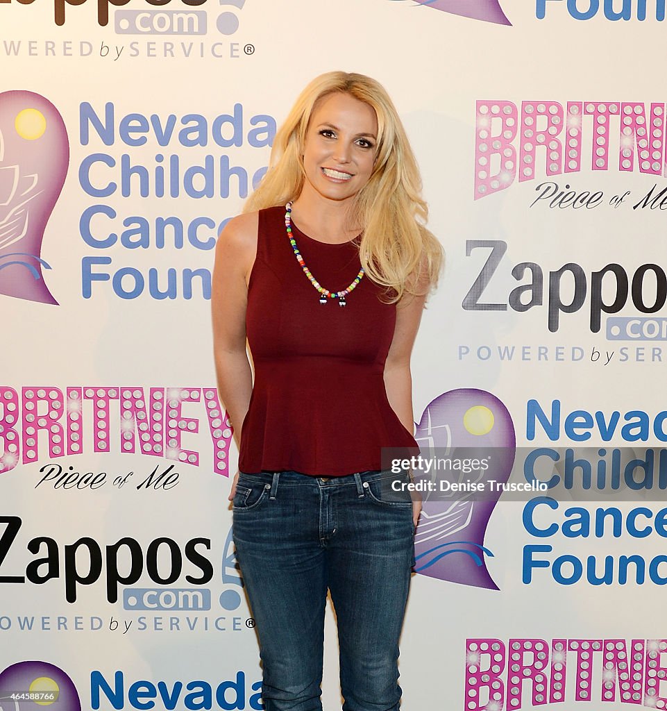 Britney Spears Visits The Zappos.com Campus in Downtown Las Vegas To Celebrate Her Partnership With Nevada Childhood Cancer Foundation (NCCF) And Zappos