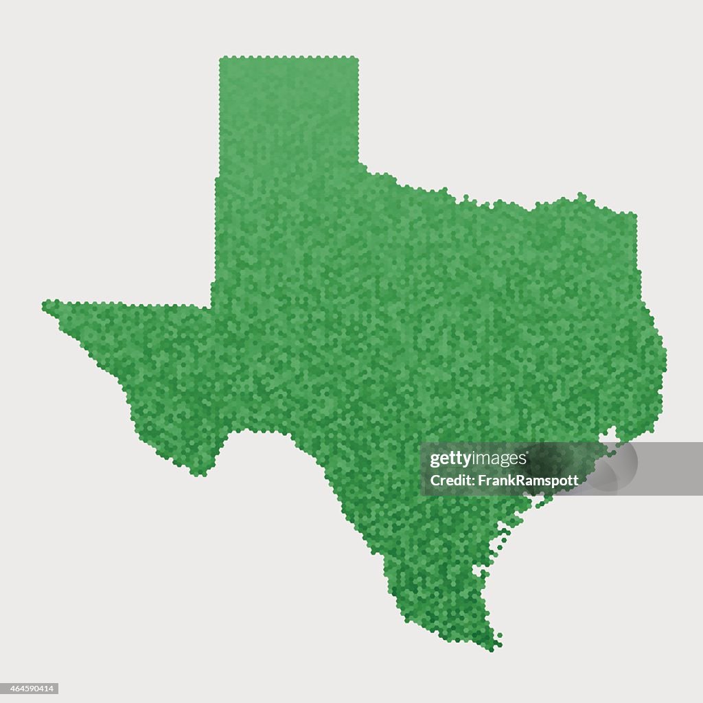 テキサス州地図の緑色の六角形模様