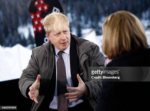 Boris Johnson, mayor of London, speaks during a Bloomberg Television interview on day two of the World Economic Forum in Davos, Switzerland, on...