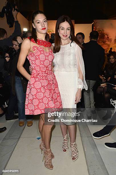 Natasha Andrews and Elsa Zylberstein attend the Zuhair Murad show as part of Paris Fashion Week Haute Couture Spring/Summer 2014 on January 23, 2014...