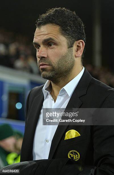 Young Boys manager Uli Forte during the UEFA Europa League Round of 32 match between Everton and BSC Young Boys on February 26, 2015 in Liverpool,...