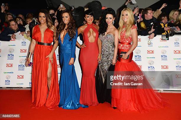 Nicole Morris, Carley Belmonte, Natalee Harris, Lateysha Grace and Jenna Jonathon of The Valleys attend the National Television Awards at 02 Arena on...