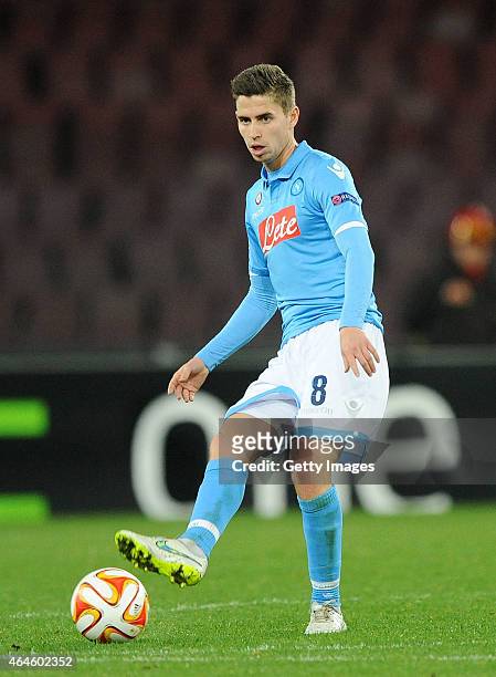 Jorginho of Napoli in action during the UEFA Europa League Round of 32 football match between SSC Napoli and Trabzonspor AS at the San Paolo Stadium...