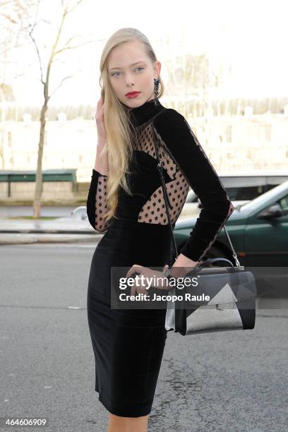 Tanya Dziahileva attends the Zuhair Murad show as part of Paris Fashion Week Haute Couture Spring/Summer 2014 on January 23, 2014 in Paris, France.