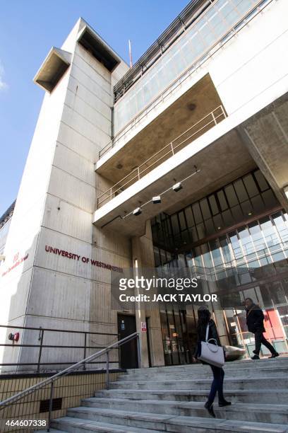 General view of the Cavenish campus of the University of Westminster on February 27 where Kuwaiti-born London computer programmer Mohammed Emwazi,...