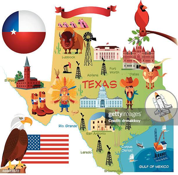 cartoon karte von texas - san angelo texas stock-grafiken, -clipart, -cartoons und -symbole