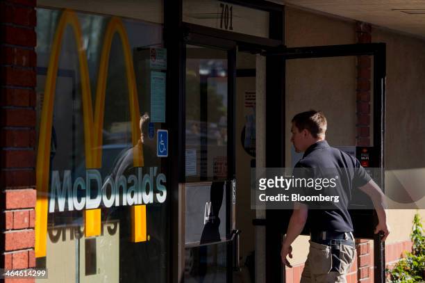 Customer enters a McDonald's Corp. Restaurant in San Pablo, California, U.S., on Wednesday, Jan. 22, 2014. McDonald's Corp., the worlds largest...
