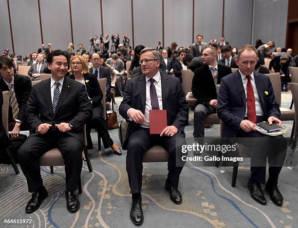 Daishiro Yamagi, Deputy Minister of Economy, Industry and Trade and President Bronislaw Komorowski attend the Economic Forum between Poland and Japan...