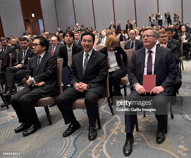 Daishiro Yamagi, Deputy Minister of Economy, Industry and Trade and President Bronislaw Komorowski attend the Economic Forum between Poland and Japan...