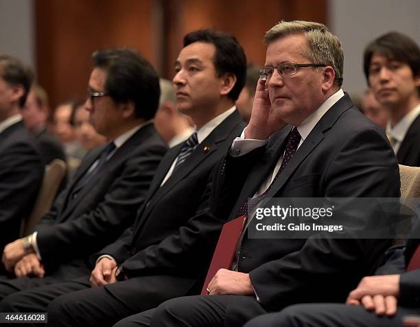 Daishiro Yamagi, Deputy Minister of Economy, Industry and Trade and President Bronislaw Komorowski attend the Economic Forum between Poland and Japan...