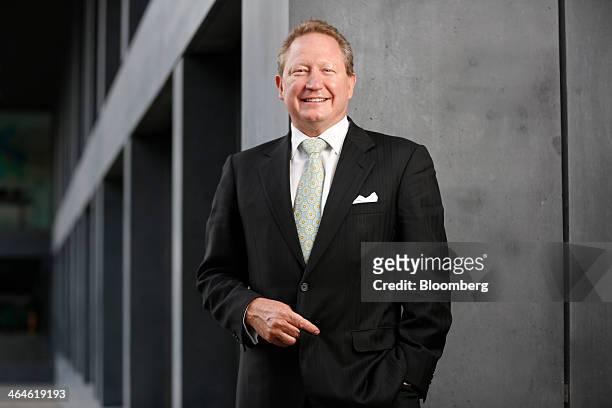 Andrew Forrest, billionaire and chairman of Fortescue Metals Group Ltd., poses for a photograph on day two of the World Economic Forum in Davos,...