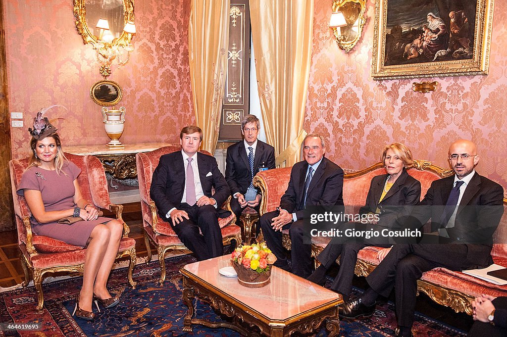 King Willem-Alexander and Queen Maxima of the Netherlands Meet The President of Italian Senate Pietro Grasso