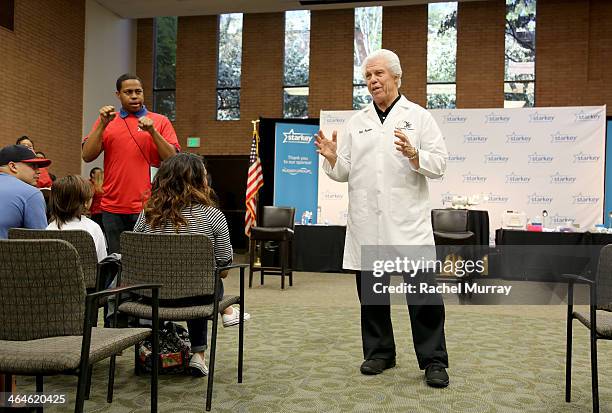 Starkey Founder and CEO William Austin speaks at the Starkey Hearing Foundation Mission during GRAMMY Camp at University of Southern California on...