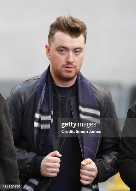 Sam Smith sighting at the BBC on February 27, 2015 in London, England.