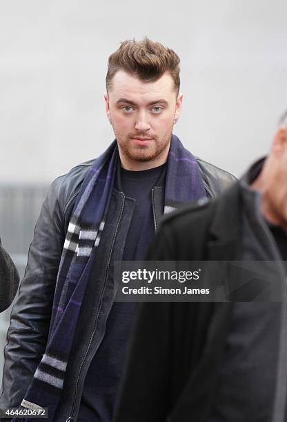 Sam Smith sighting at the BBC on February 27, 2015 in London, England.