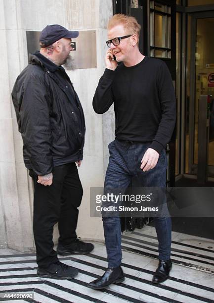 Chris Evans sighting at the BBC radio two studios on February 27, 2015 in London, England.