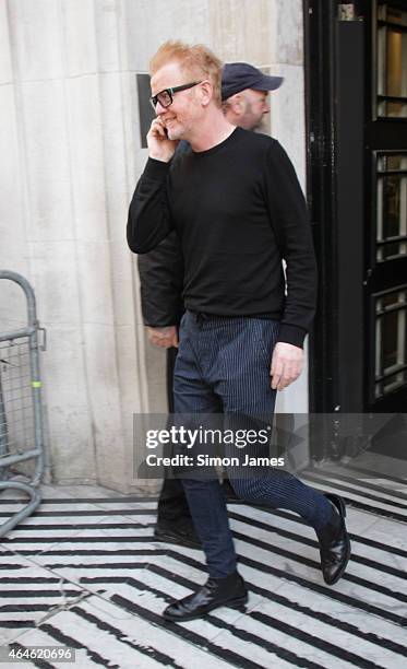 Chris Evans sighting at the BBC radio two studios on February 27, 2015 in London, England.