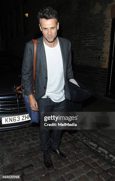 Richard Bacon is seen leaving The Chiltern Firehouse, on February 27, 2015 in London, England.